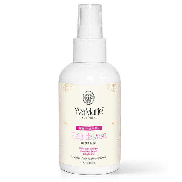 YvaMarie Fleur de Rose Reset Mist bottle on a white background
