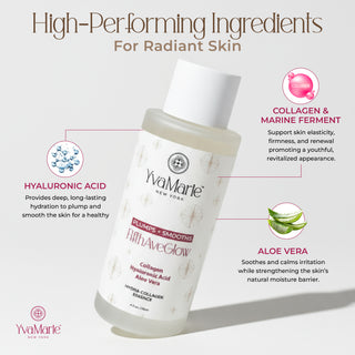 YvaMarie Hydra-Collagen Essence with high-performing ingredients for radiant skin on a white background